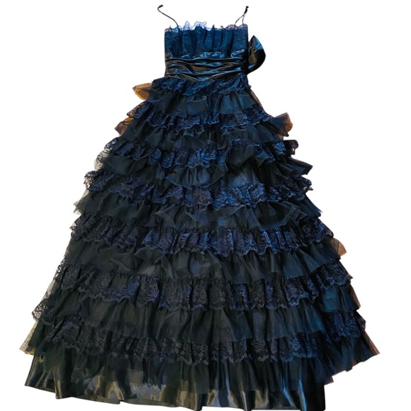 Vintage Masquerade Black Lace Gothic Victorian Ball Gown Dress Whimsygoth - Picture 1 of 9